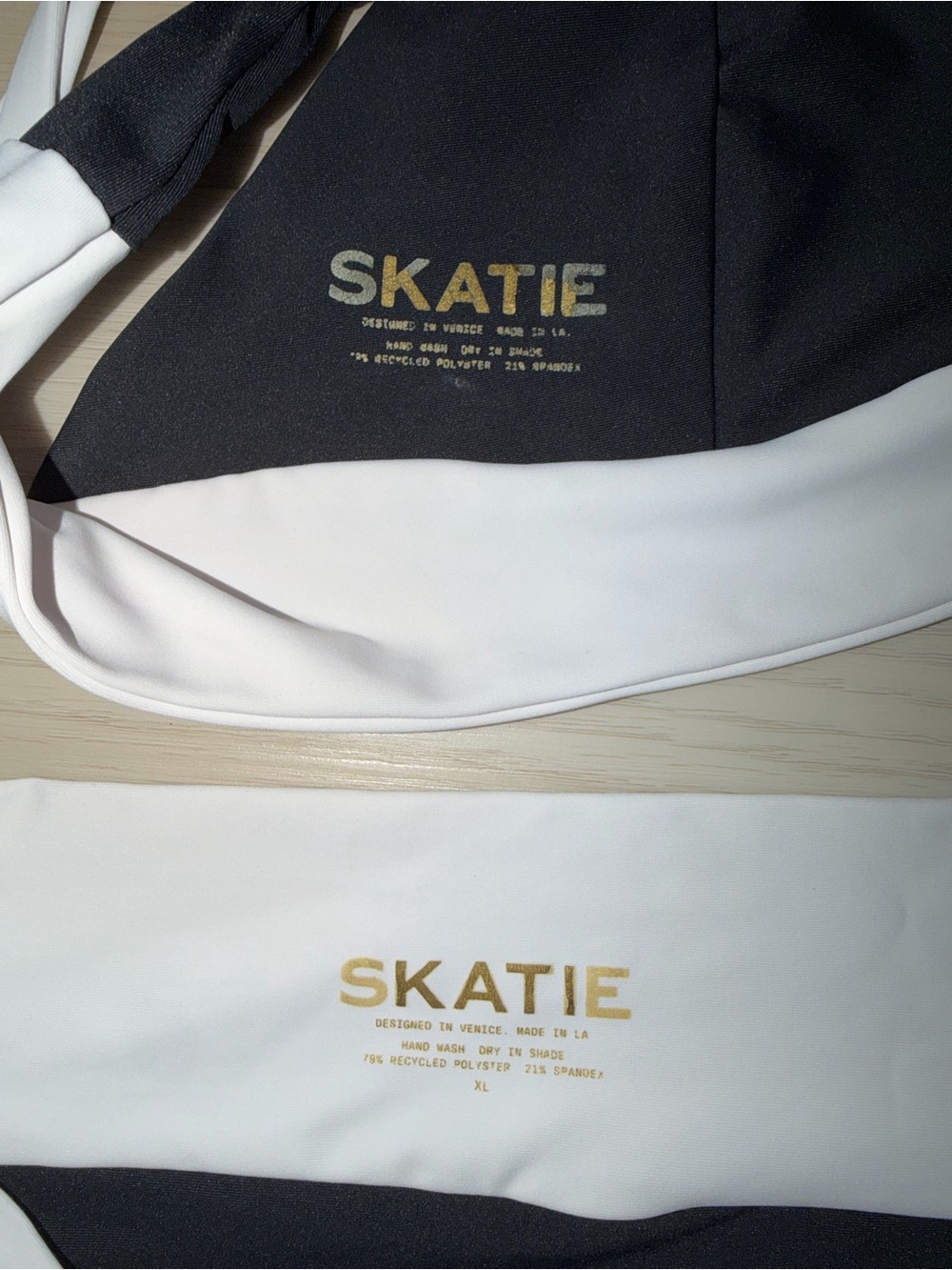 Skatie Black and White Two-Tone Halter Top and High Waisted Bottom Bikini - Picture 4 of 4